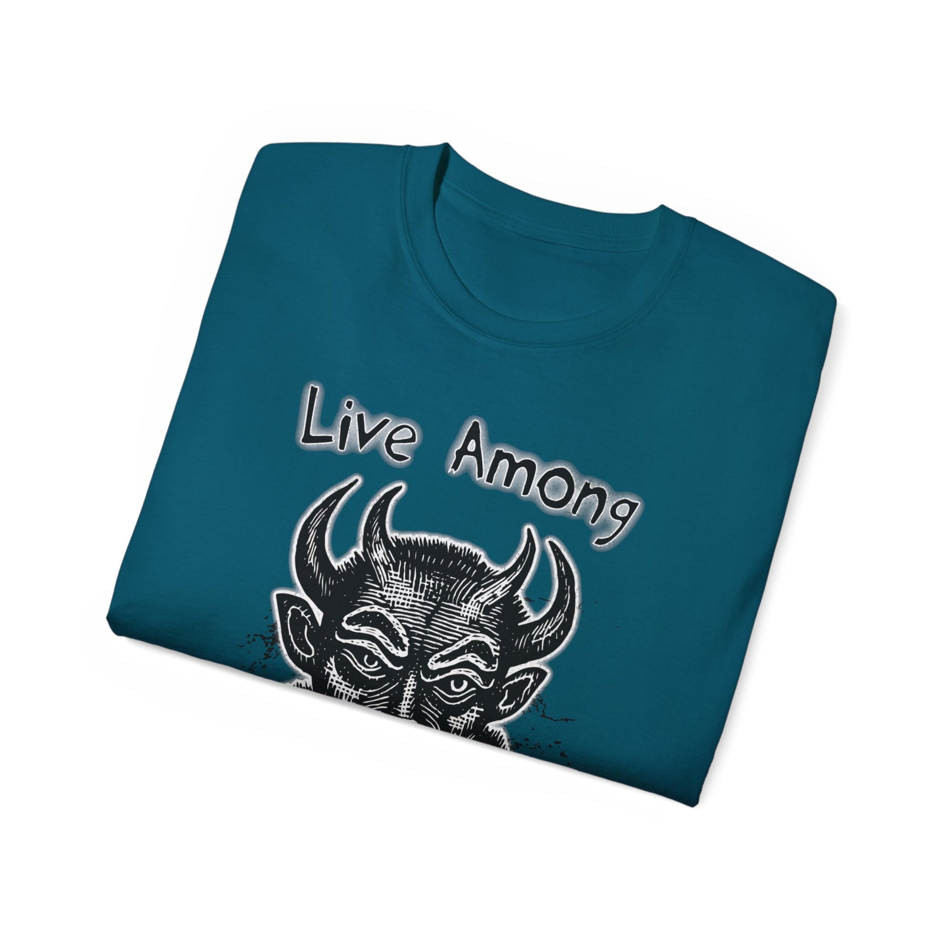 Live Among Demons - Unisex Cotton Tee (Front) - Damned Threads