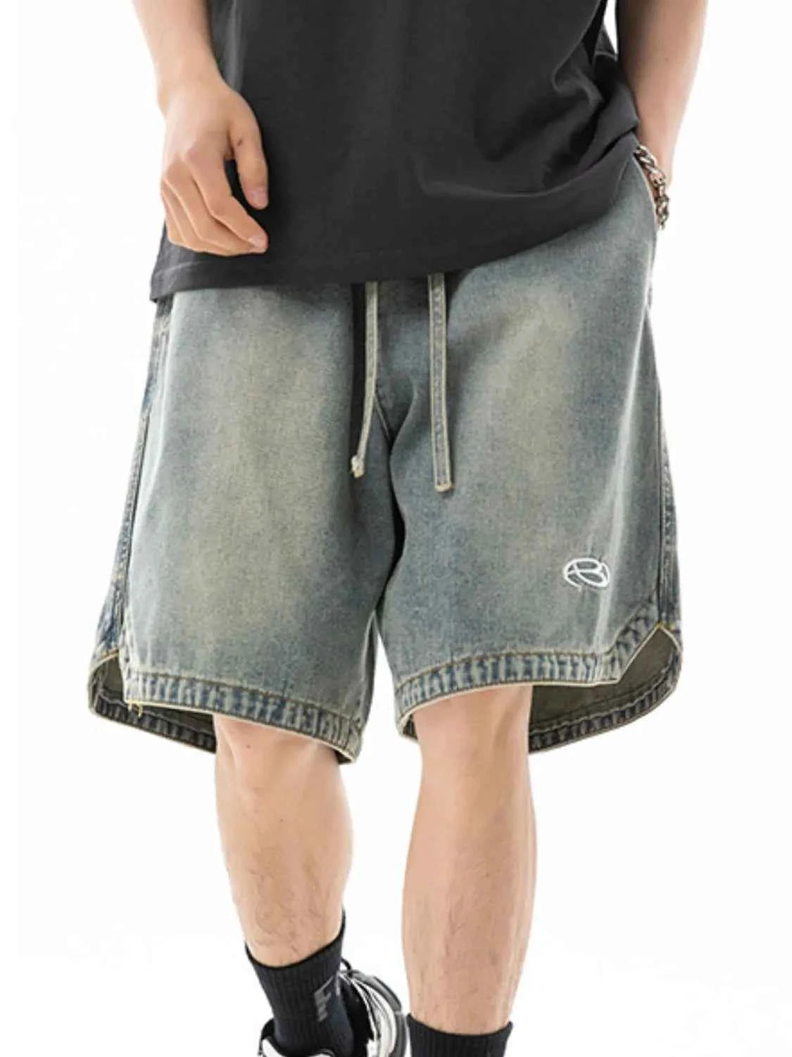 Men's Plus Size Drawstring Denim Shorts