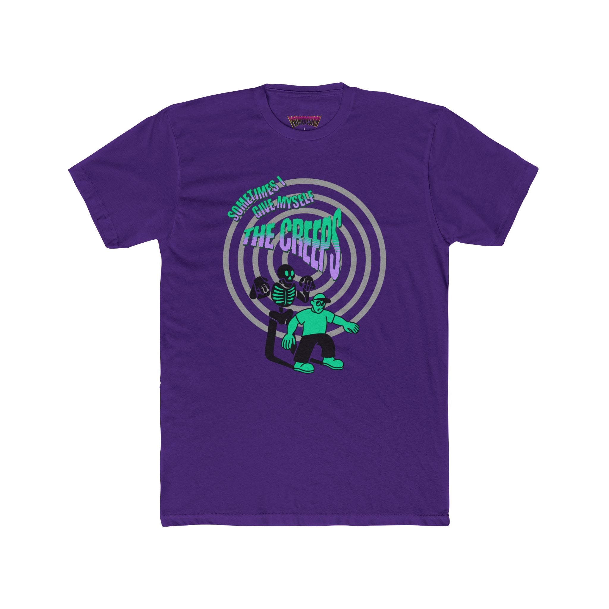 Sometimes I Give Myself The Creeps - Unisex Cotton Crew Tee (Front) - Damned Threads