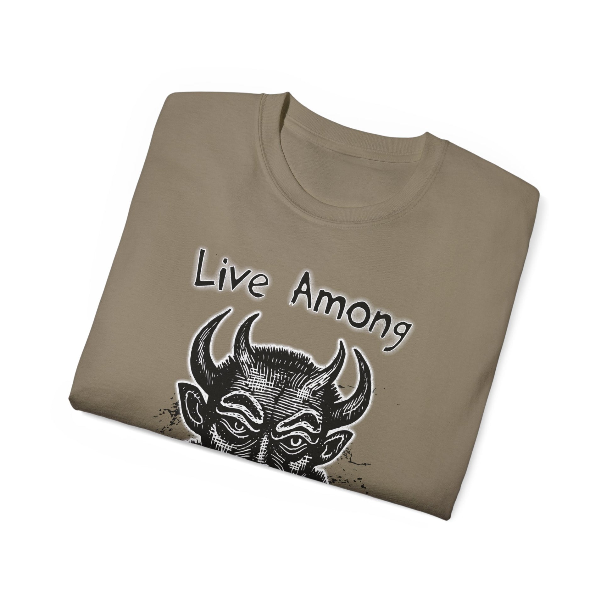 Live Among Demons - Unisex Cotton Tee (Front) - Damned Threads