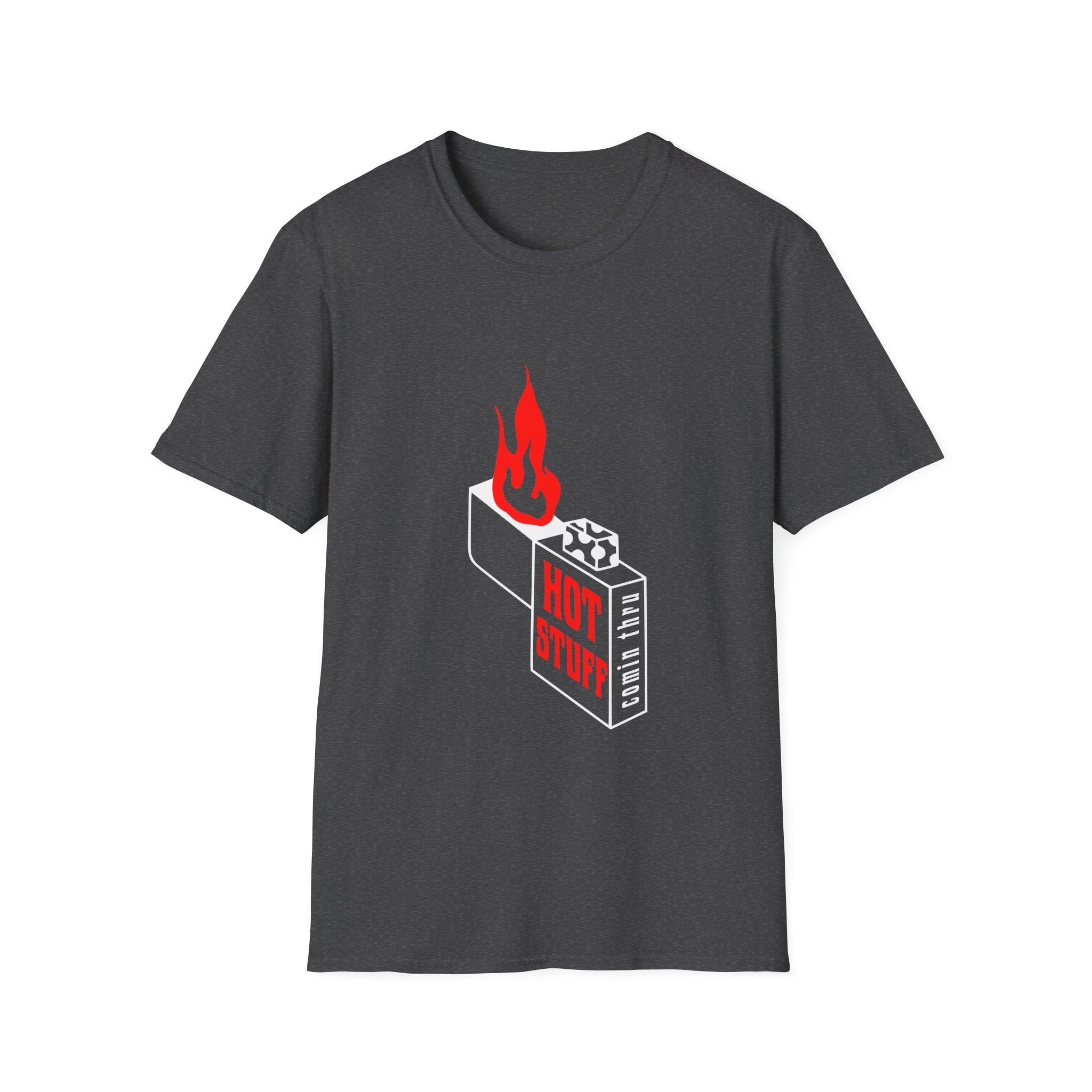 Hot Stuff Comin Thru - Unisex Softstyle T-Shirt (Front) - Damned Threads