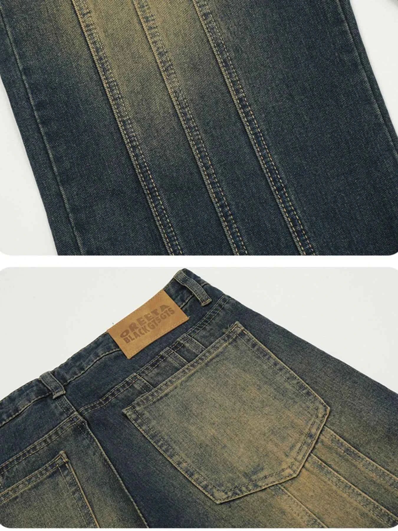 Men's Vintage Wash Wide Leg Relaxed Fit Jeans