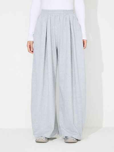 Elastic Waist Wide Leg Pants with Pockets - Damned Threads
