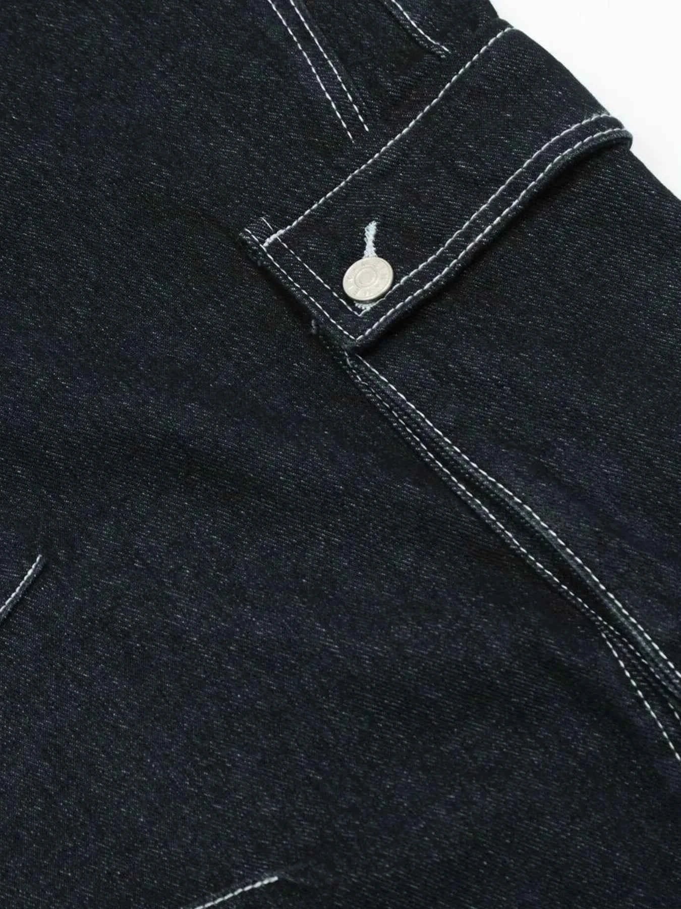 Men's Cargo Straight Jeans with Contrast Stitching