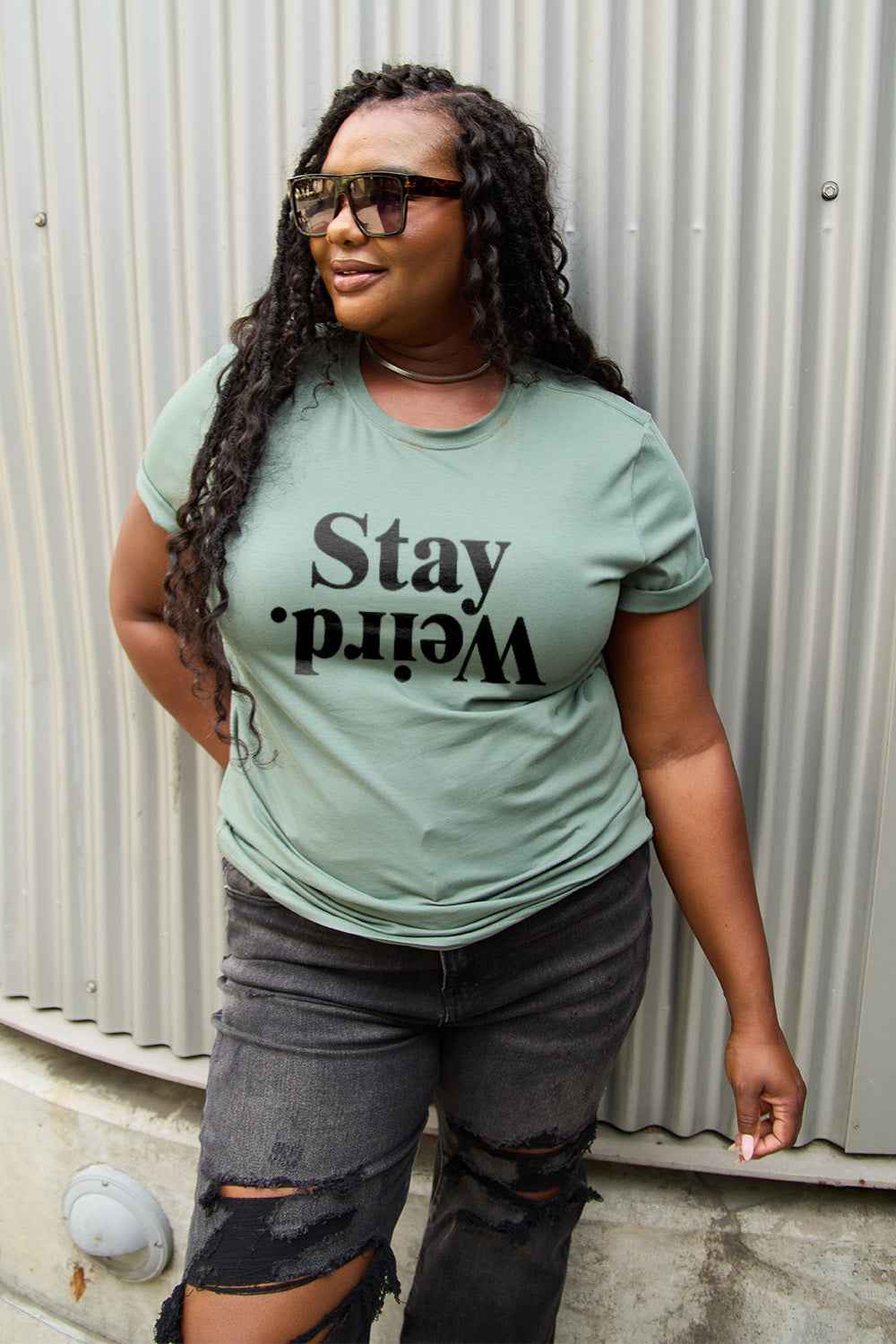 Simply Love Full Size STAY WEIRD Short Sleeve T-Shirt - Damned Threads
