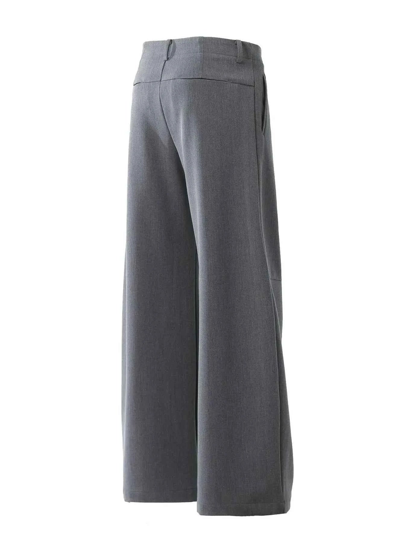 Men's High Waist Pleated Curved Pants