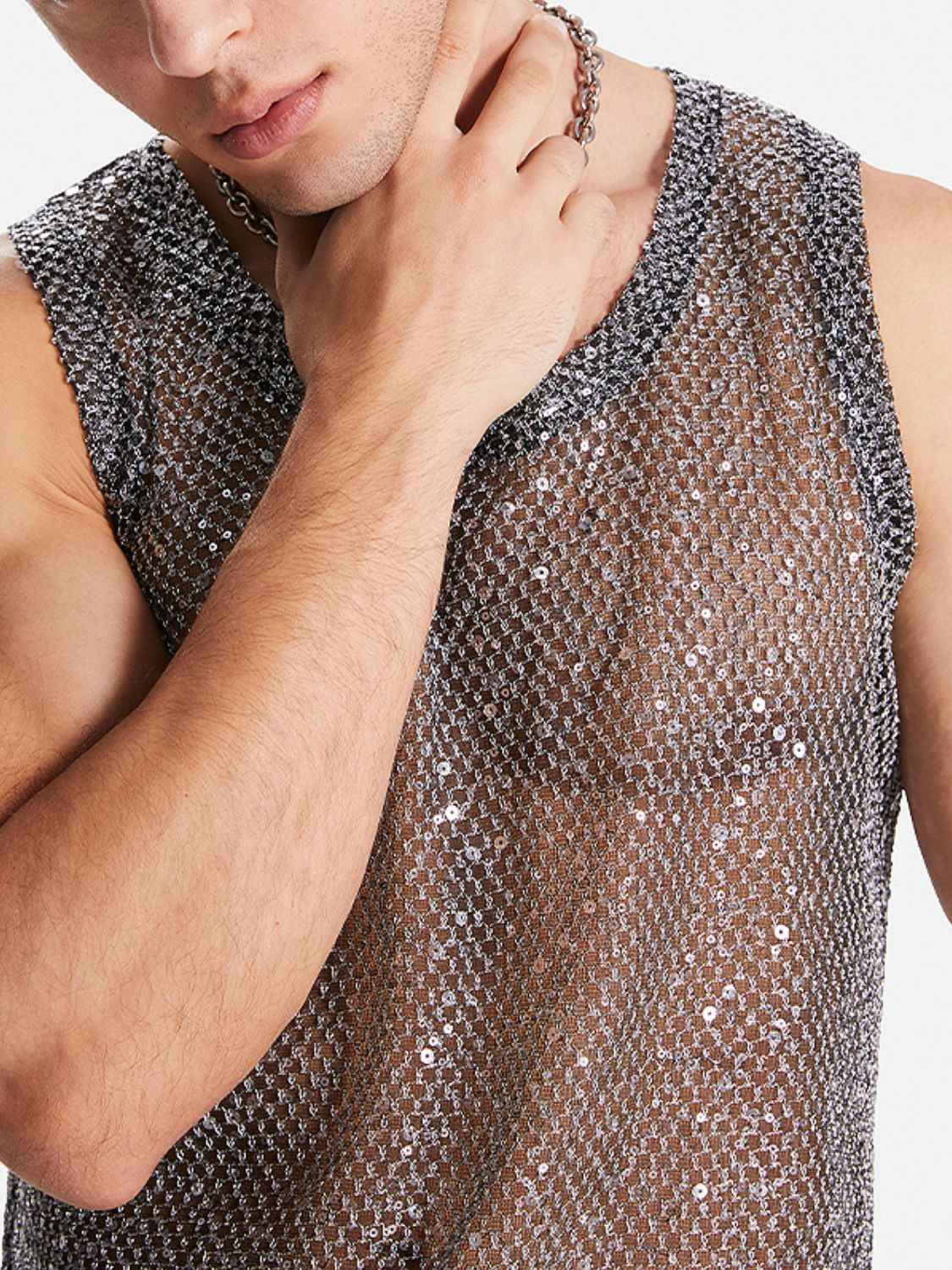 Men's Sequin Round Neck Tank - Damned Threads