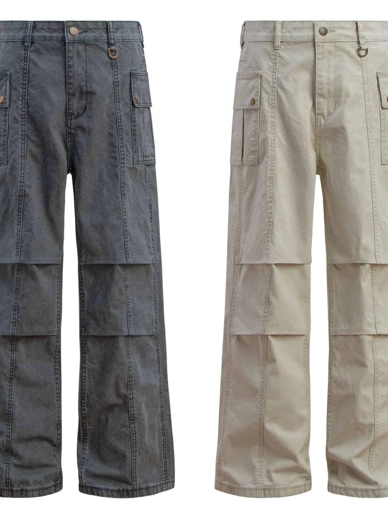 Men's Casual Cargo Wide Leg Pants with Multi-Pockets