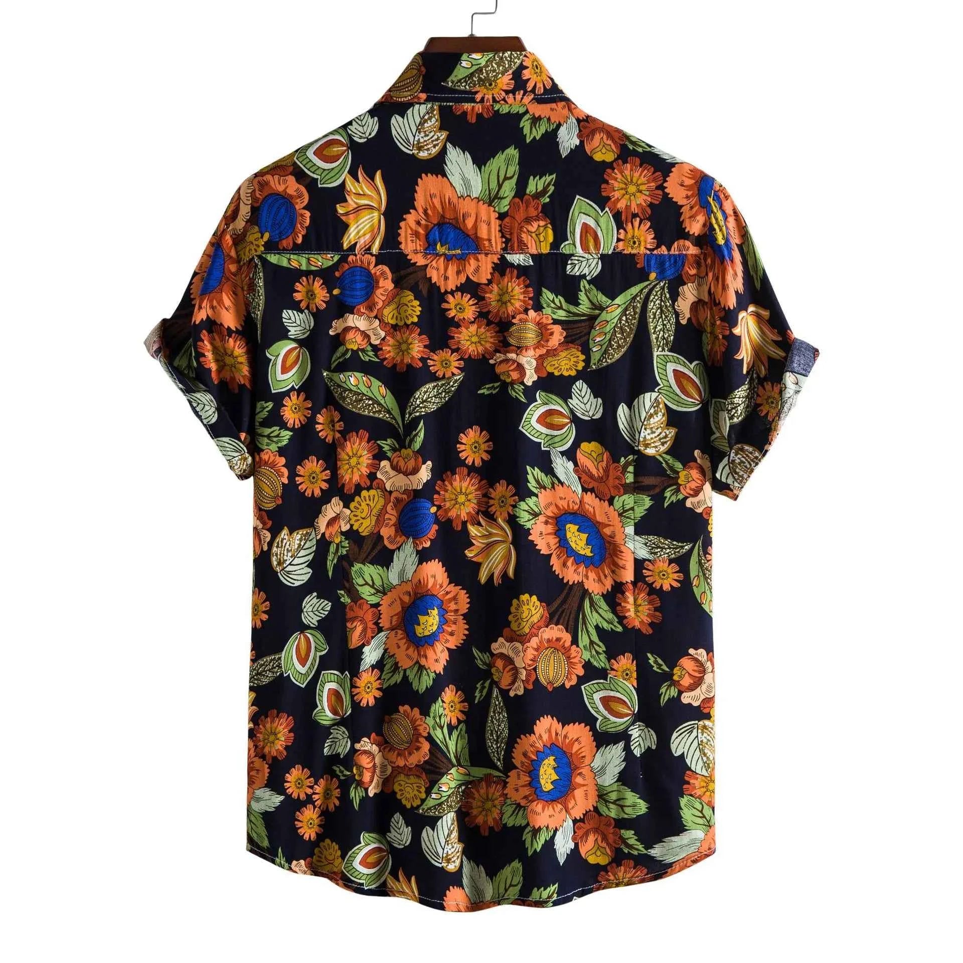 Men's Plus Size Floral Print Short Sleeve Hawaiian Shirt