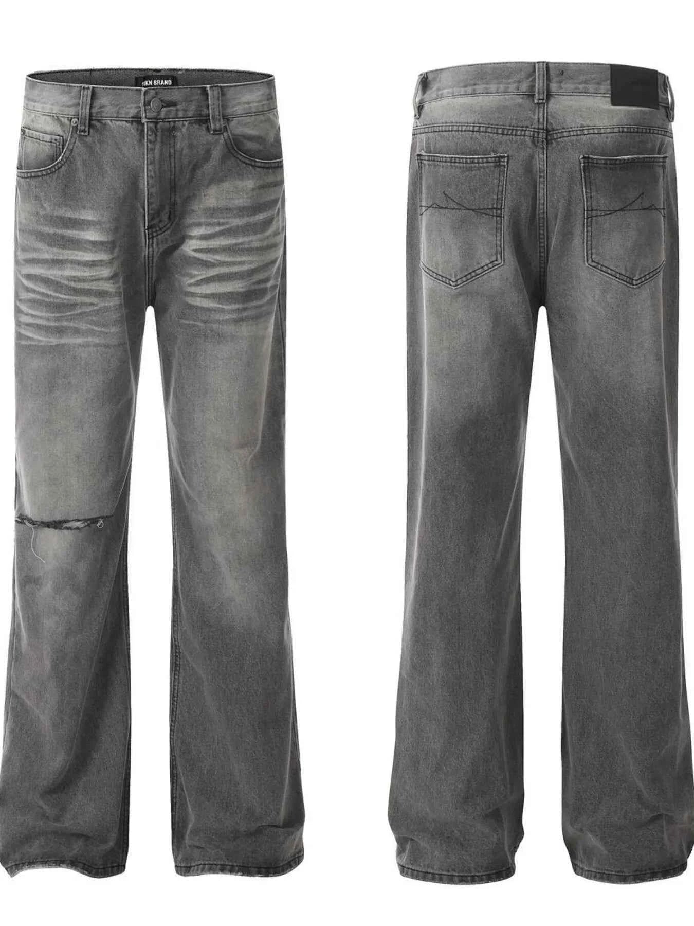 Men's Vintage Washed Distressed Wide-Leg Jeans