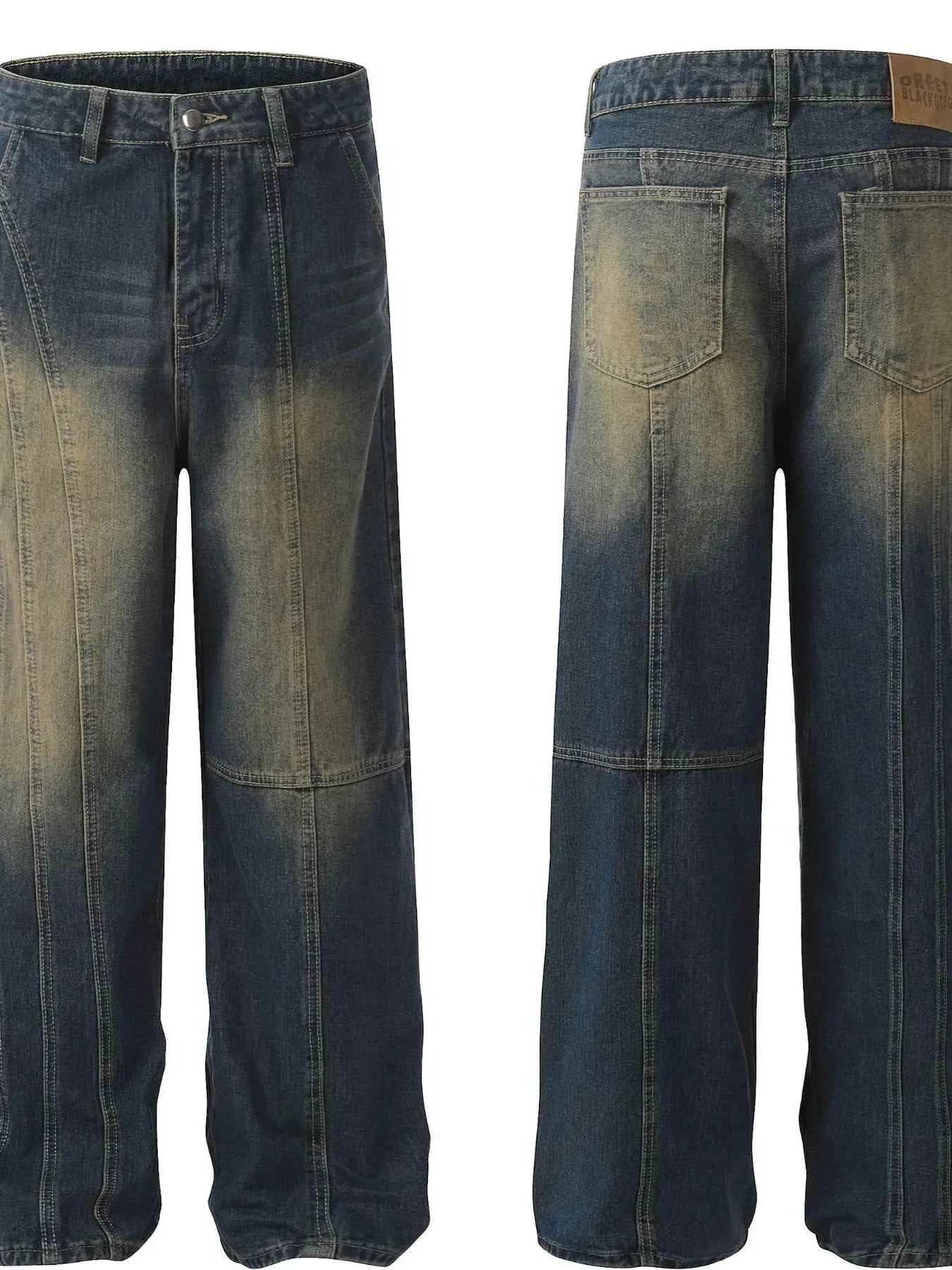 Men's Vintage Wash Wide Leg Relaxed Fit Jeans