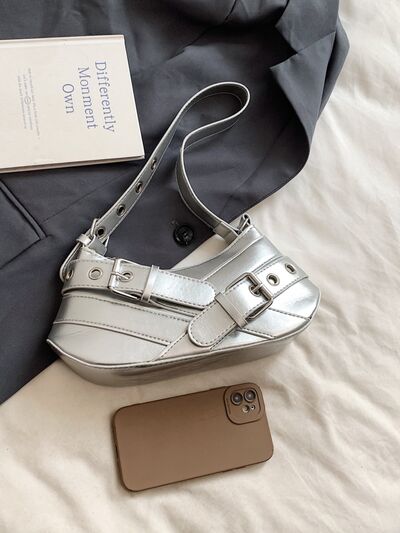 PU Leather Buckle Shoulder Bag - Damned Threads