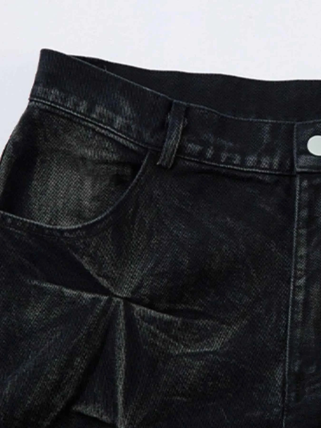 Men's Wide Leg Jeans with Ruched Detail