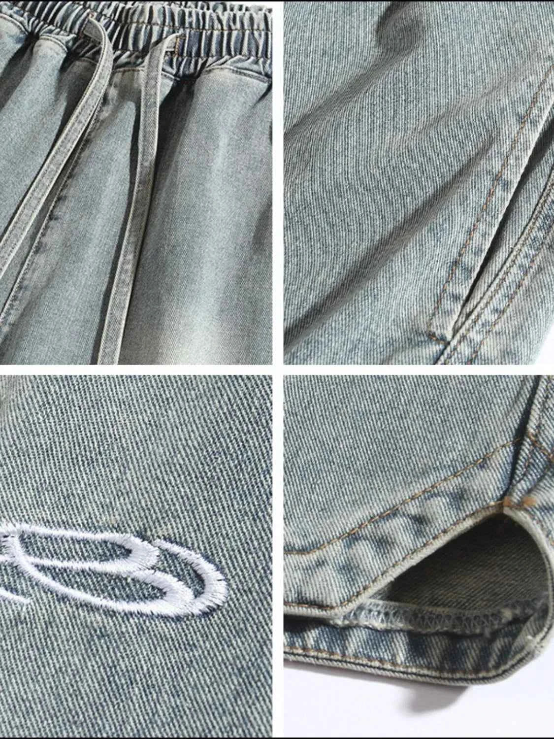 Men's Plus Size Drawstring Denim Shorts