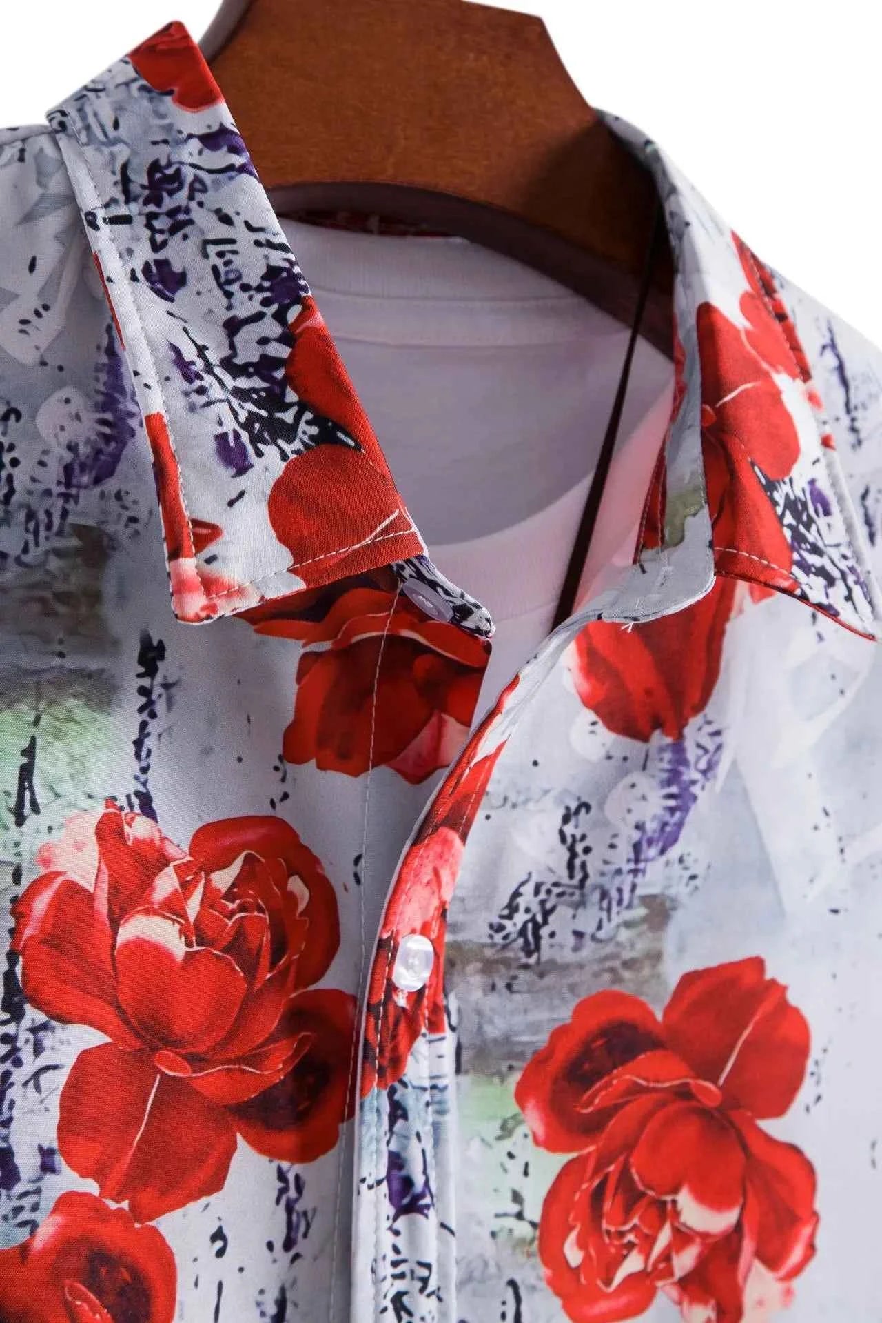 Men's Floral Print Short Sleeve Shirt