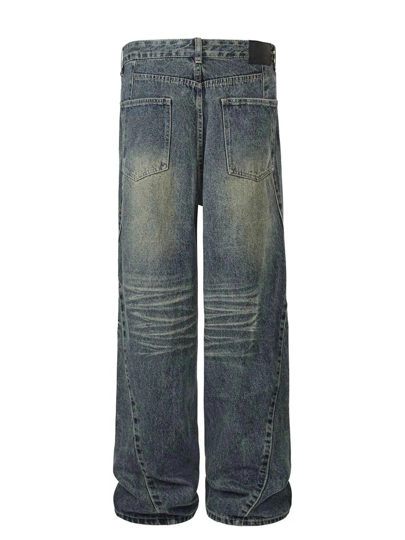 Men's High Waist Washed Straight Jeans