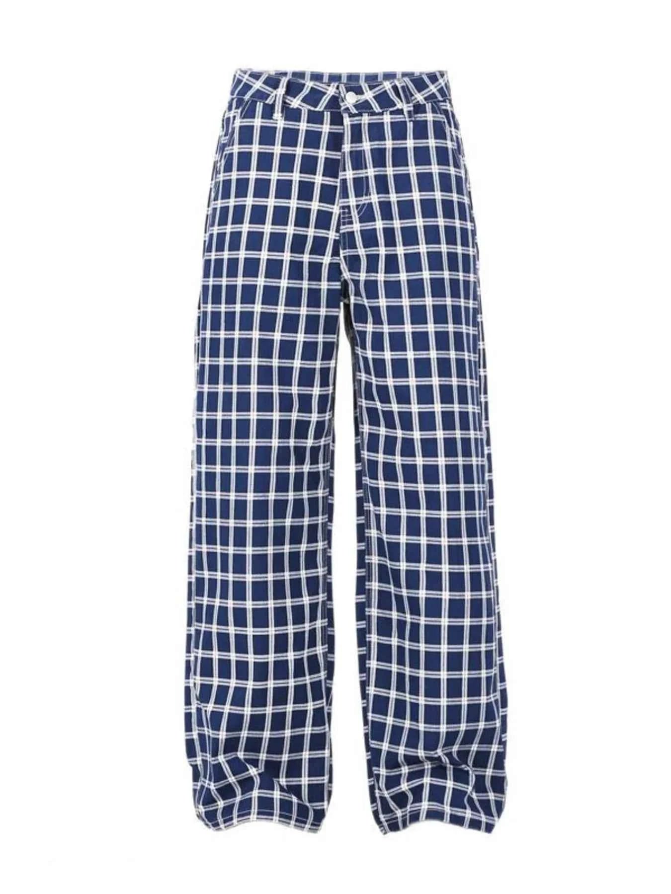 Men's Plaid Wide Leg Pants
