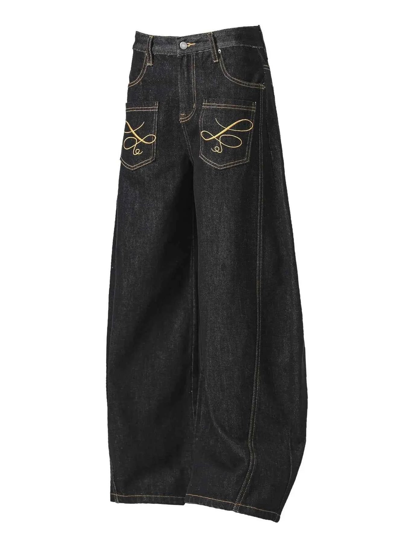 Men's Embroidered Pocket Curved Jeans