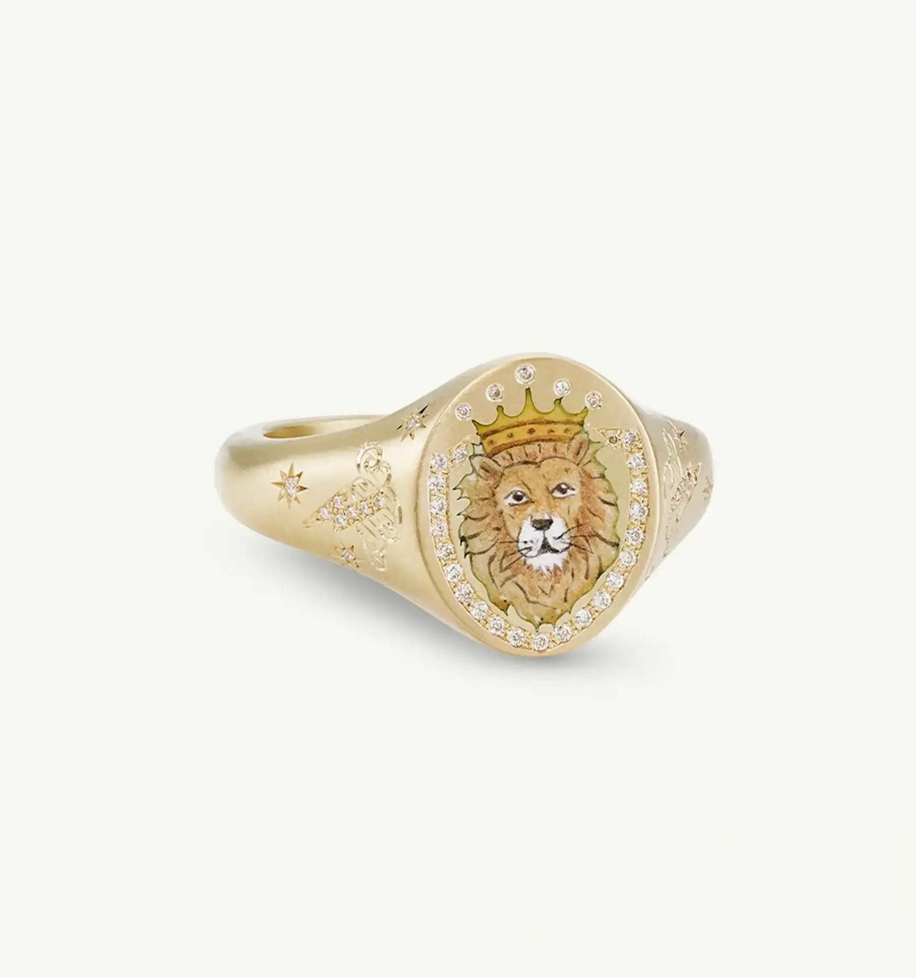 18K Gold Pattern & Inlaid Zirconia Ring - Damned Threads