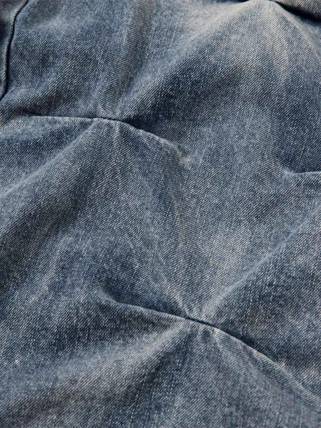 Men's Washed Wide Leg Pleated Jeans