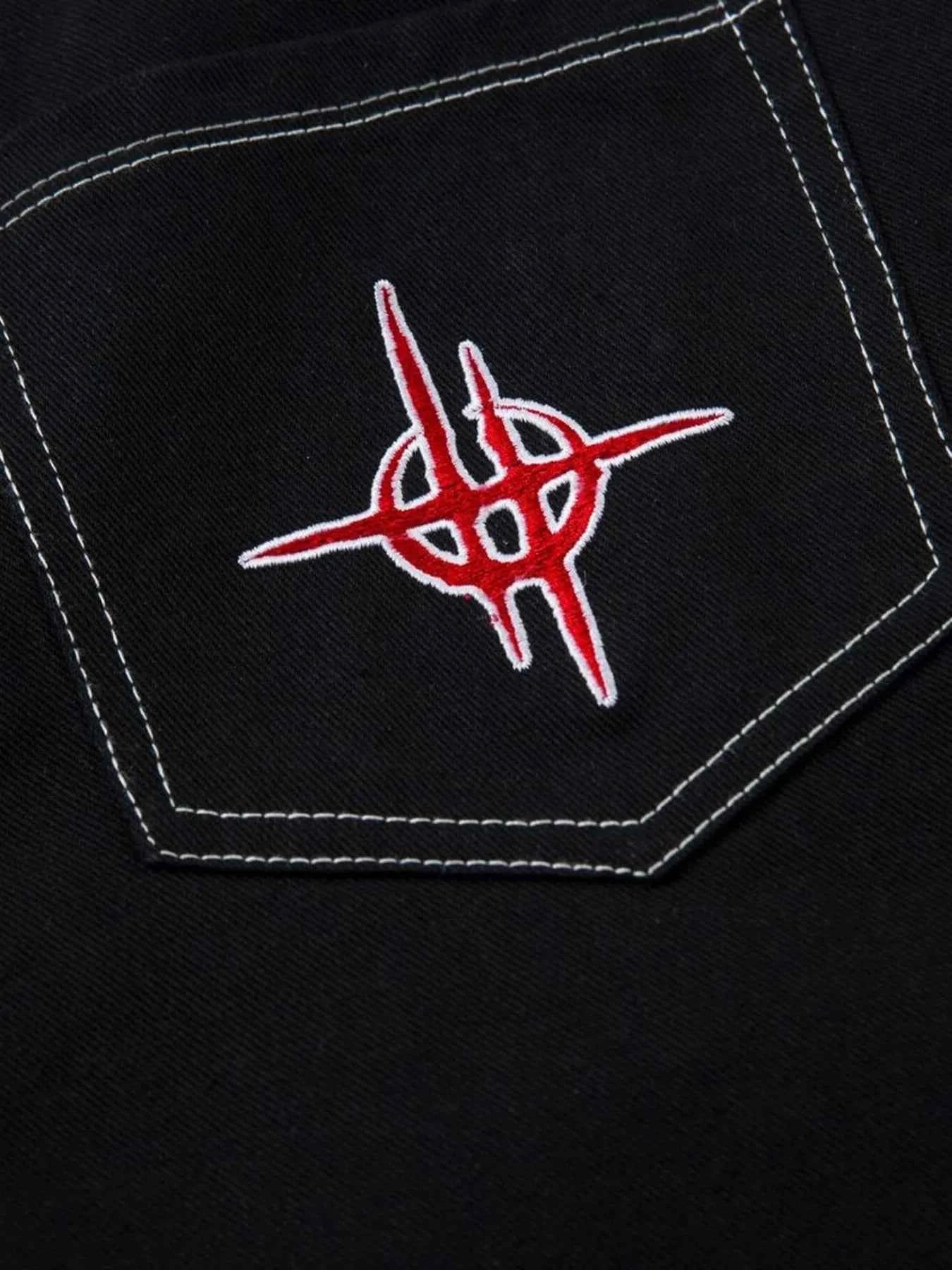 Men's Lightning Pattern Wide leg Jeans