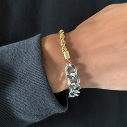 Contrasting Two-Color Adjustable Twist-Chain Bracelet - Damned Threads