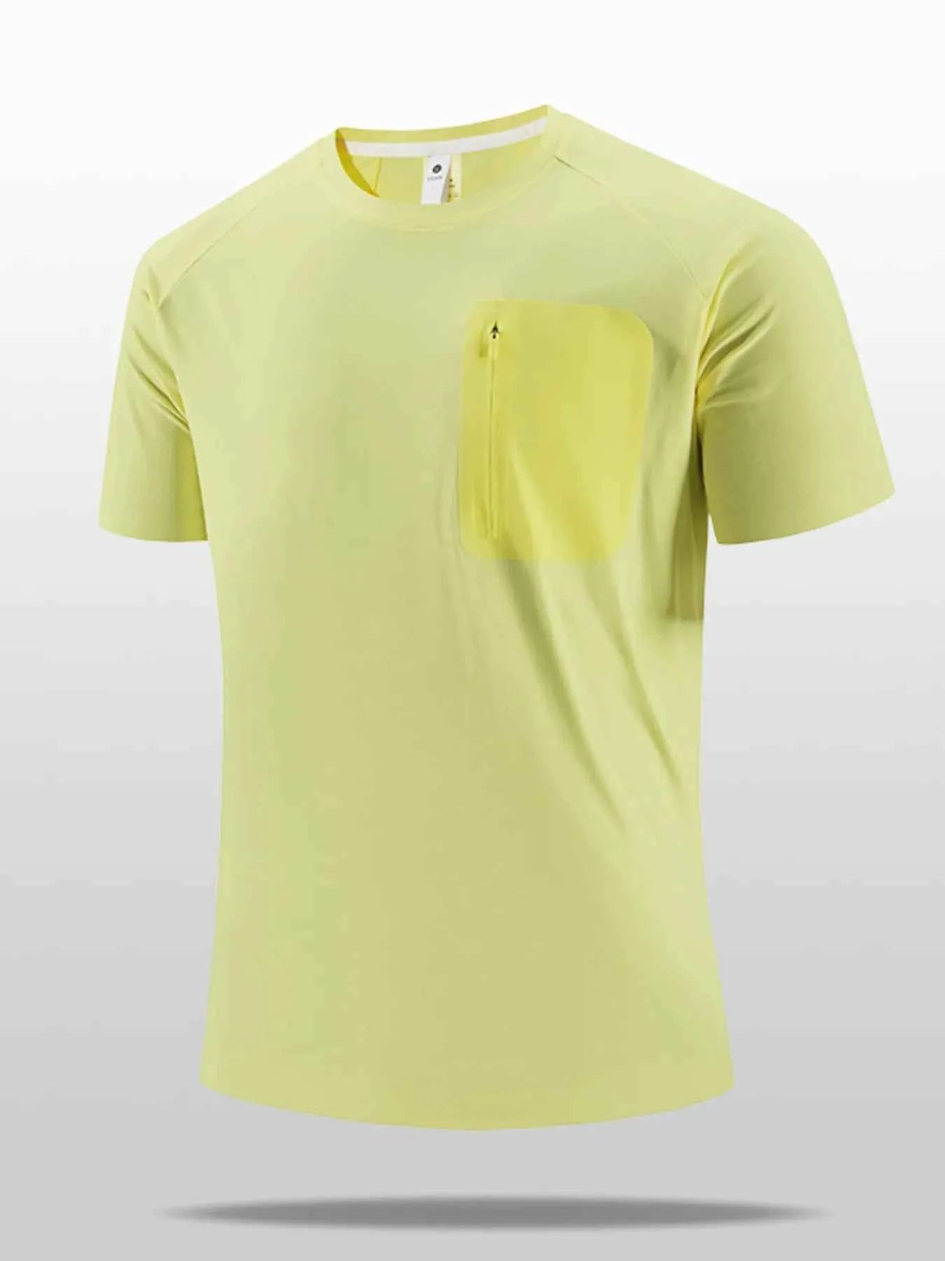 Men's Plus Size Quick-Dry T-Shirt with Zipper Pocket