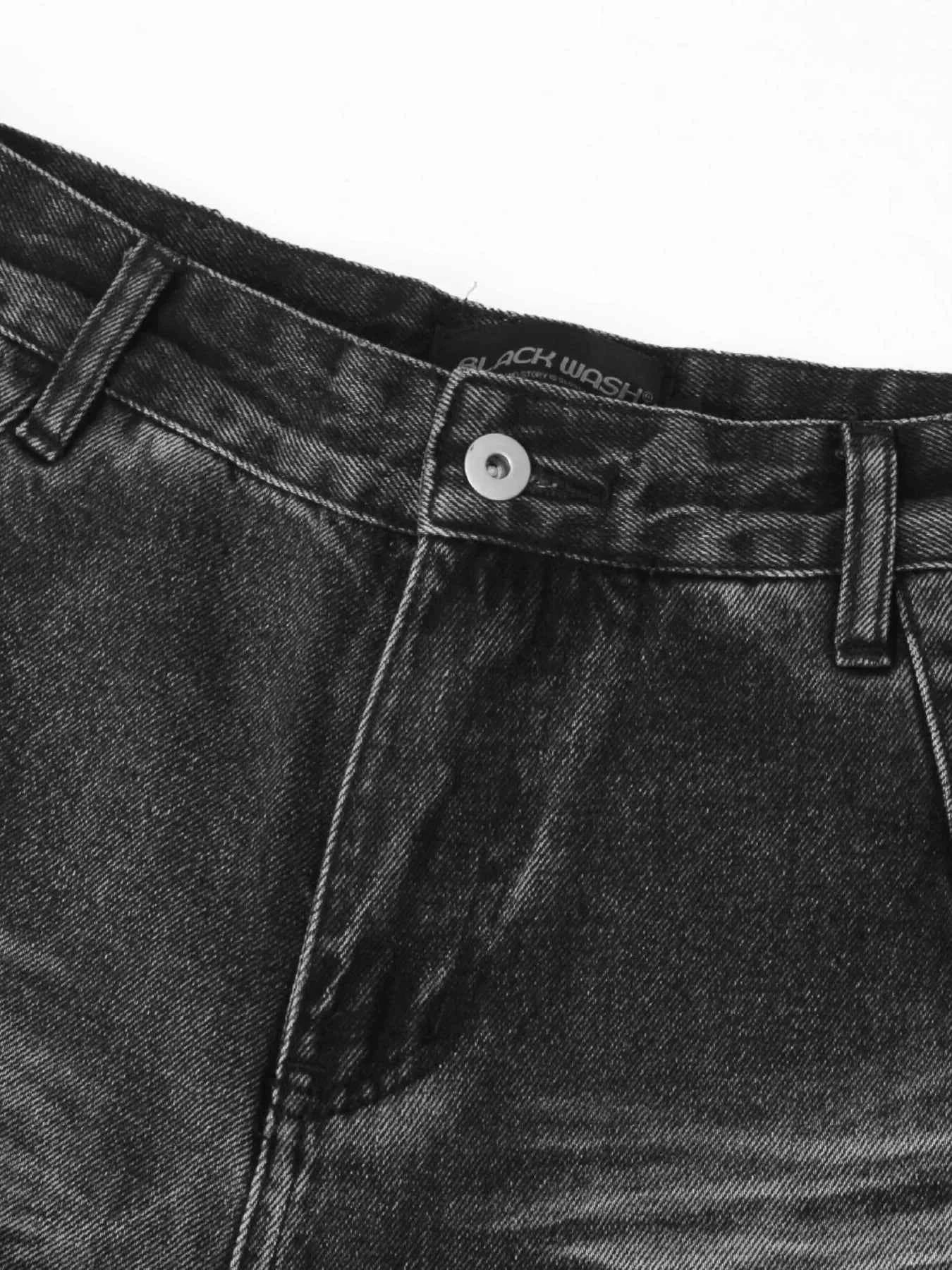 Men's High Waist Washed Straight Jeans