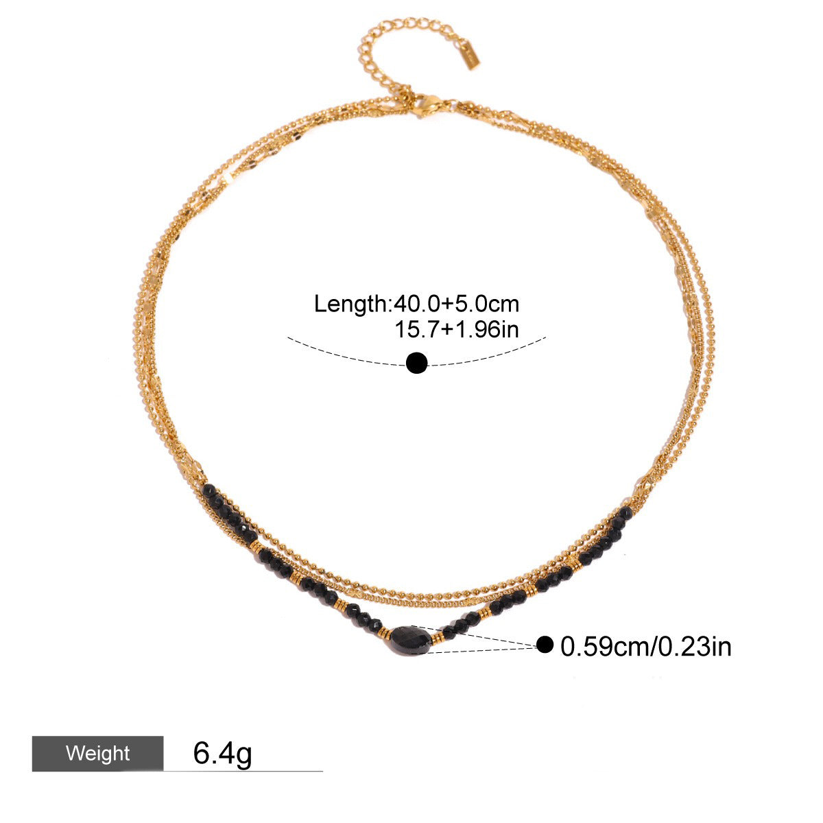 Layered Chain W/ Inlaid Stone Nacklace - Damned Threads