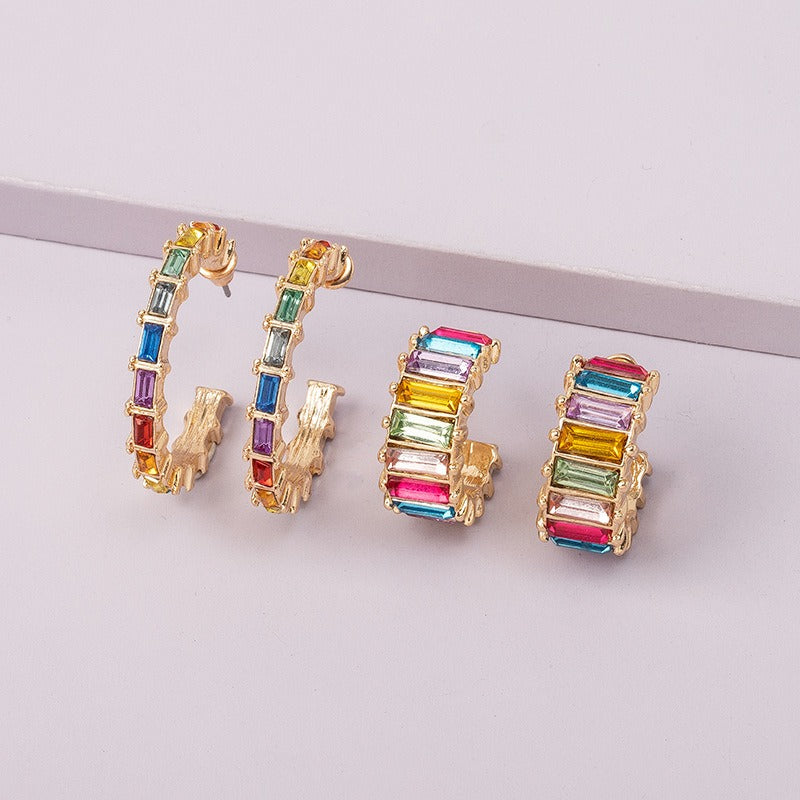 18K Gold Multi-Colored Gem-Set Earrings - Damned Threads