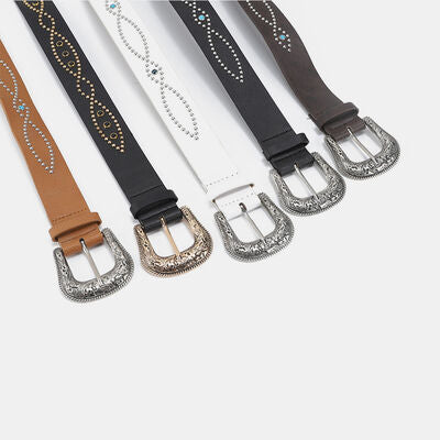 PU Leather Rhinestone Belt - Damned Threads
