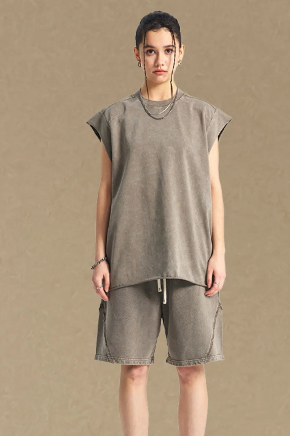 Washed  Wide Shoulder Tank - Damned Threads