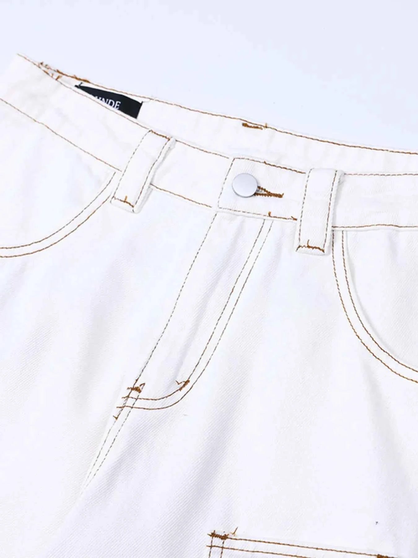 Men's Cargo Curved Jeans with Contrast Stitching