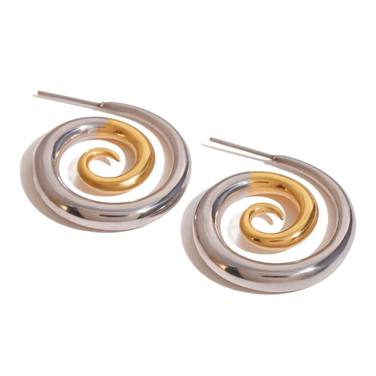 18K Gold Spiral Earrings Gold & Silver - Damned Threads