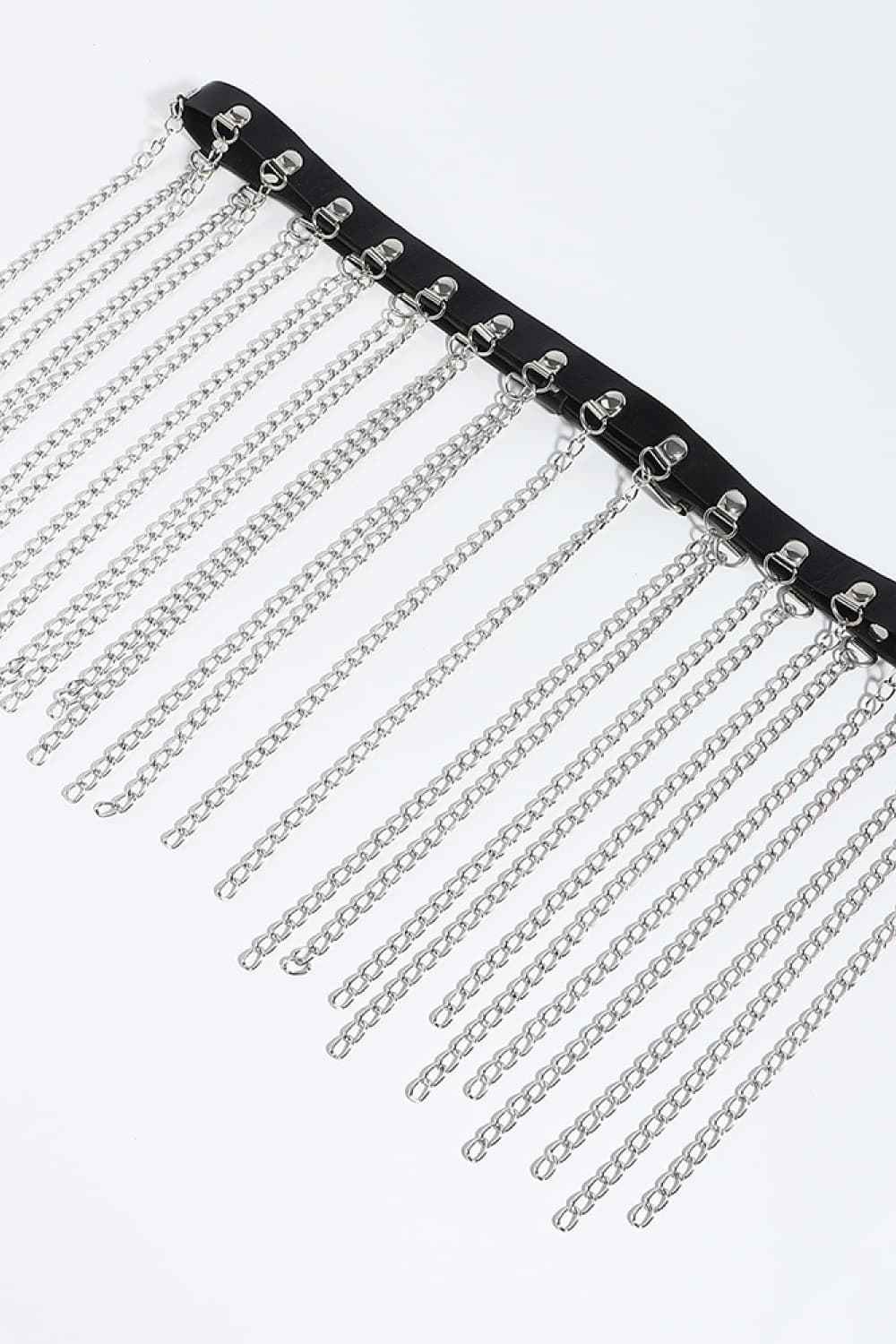 Fringed Chain PU Leather Belt - Damned Threads