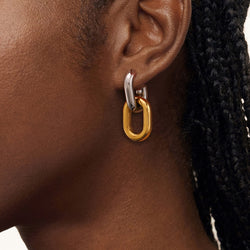18K Gold-Plated Oval Gold & Silver Earrings - Damned Threads