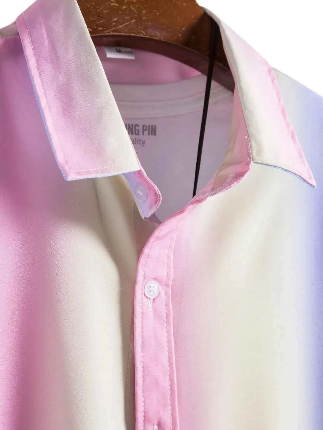 Men's Plus Size Gradient Short Sleeve Button-Down Shirt