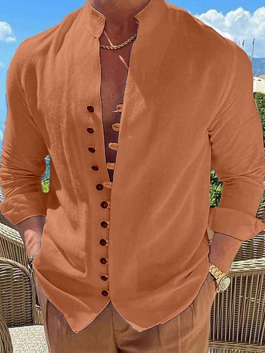 Men's Full Size Button Front Long Sleeve Shirt Plus Size - Damned Threads