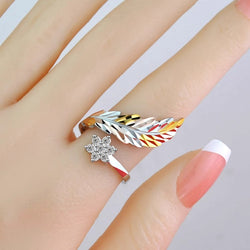 18K Gold Feather & Flower Luxury Ring - Damned Threads