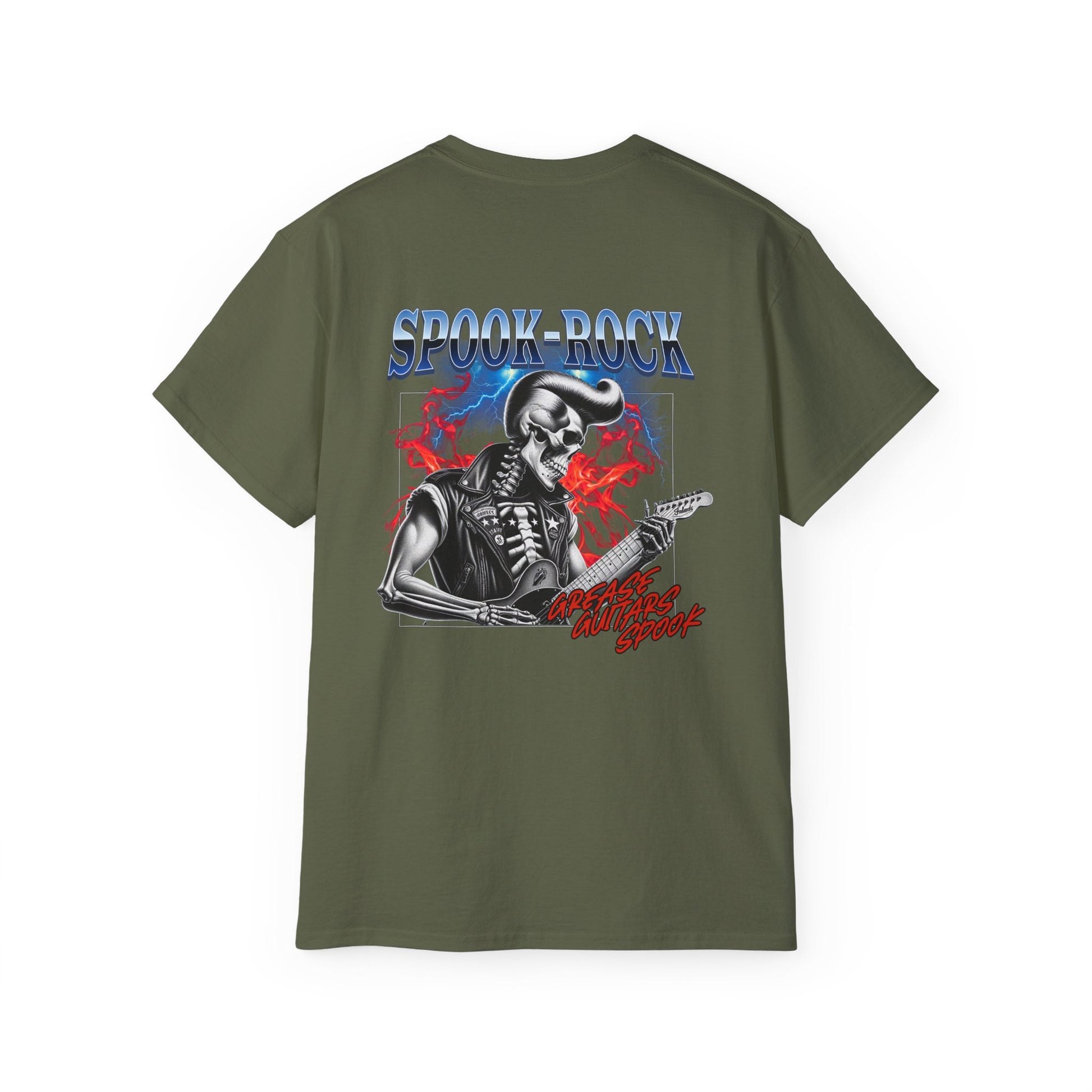 Spook-Rock - Unisex Cotton Tee (Back) - Damned Threads