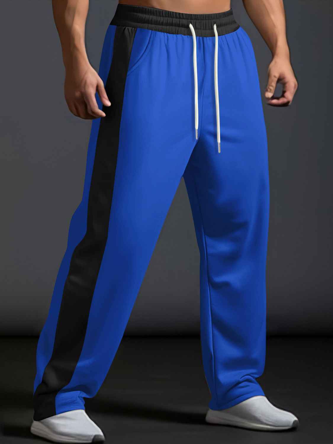 Men's Full Size Drawstring Contrast Wide Leg Pants Plus Size - Damned Threads