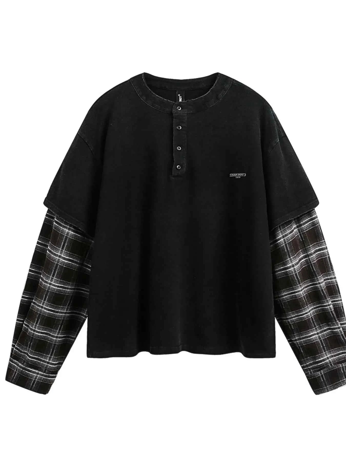 Men's Plaid Long Sleeve Henley Sweatshirt