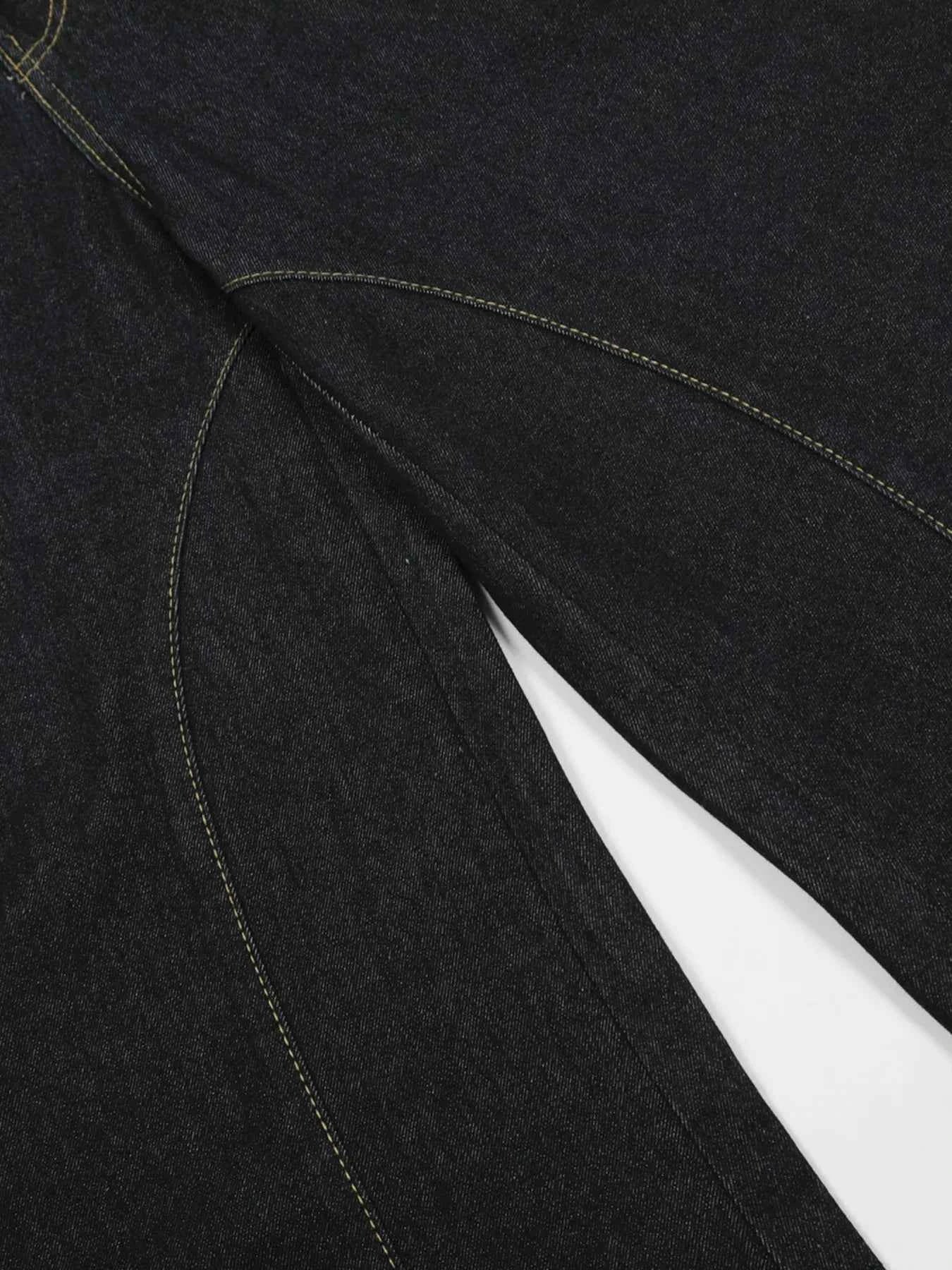 Men's Button Fly High Waist Curved Jeans