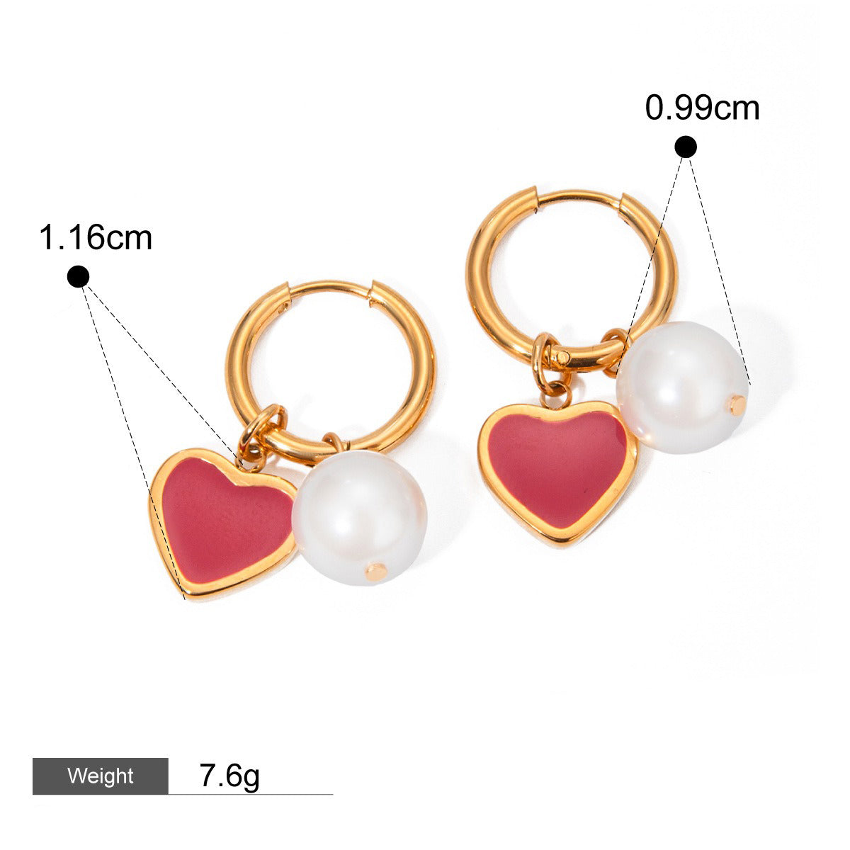 18K Gold Heart-Shaped Earrings With Oil Drop Design - Damned Threads