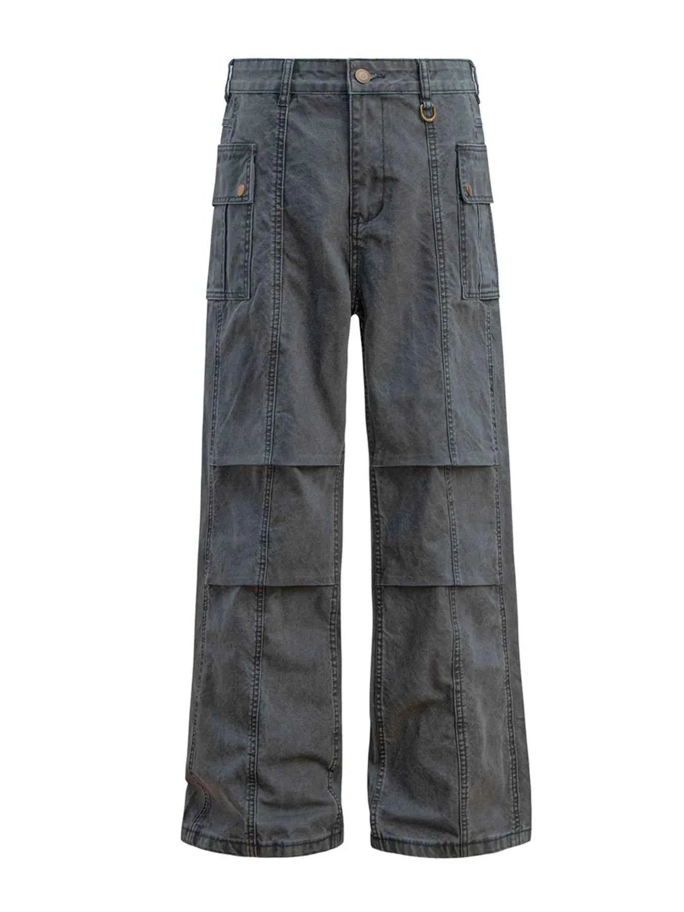 Men's Casual Cargo Wide Leg Pants with Multi-Pockets