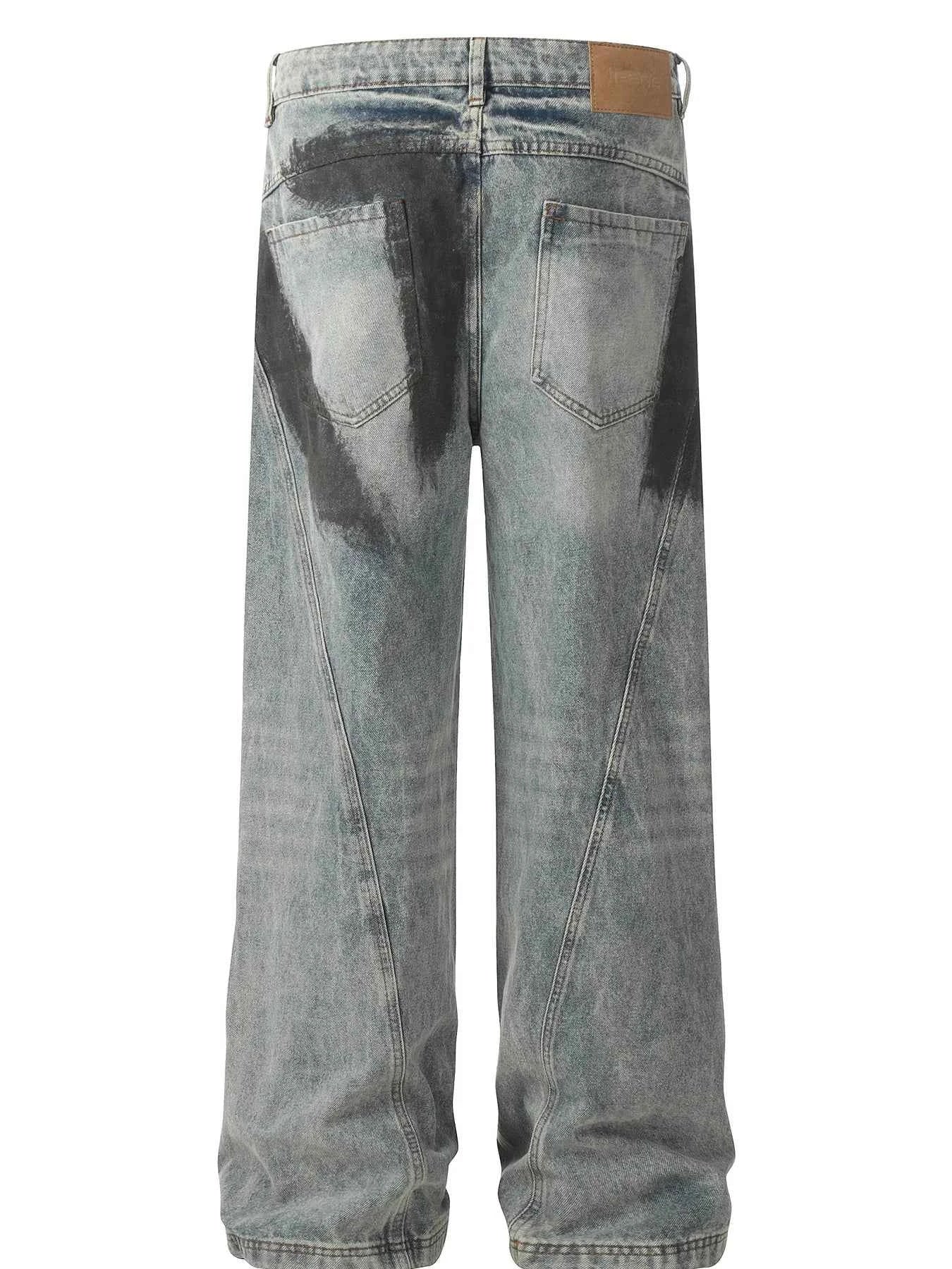 Men's Distressed Wide Leg Acid Wash Jeans