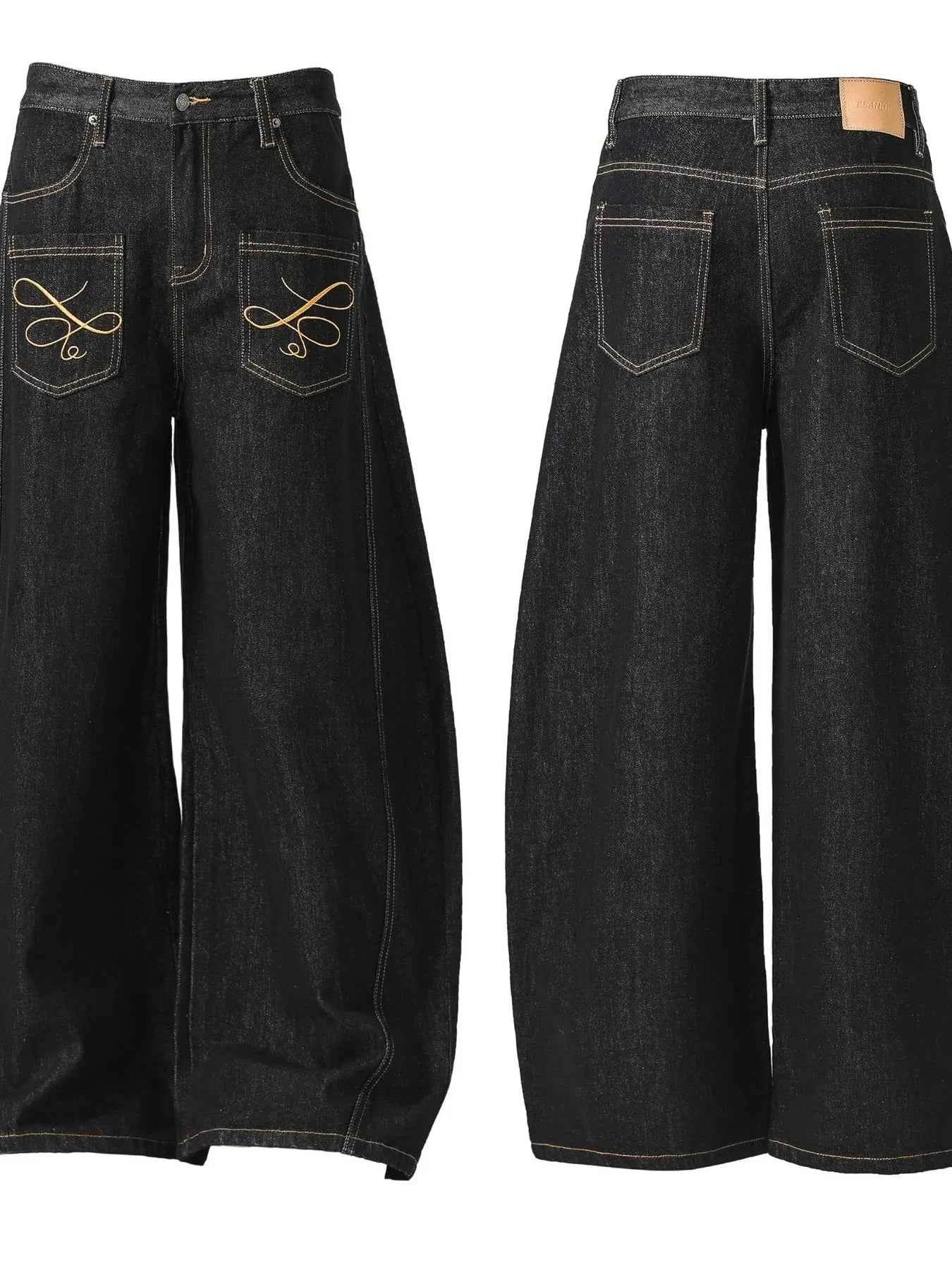 Men's Embroidered Pocket Curved Jeans