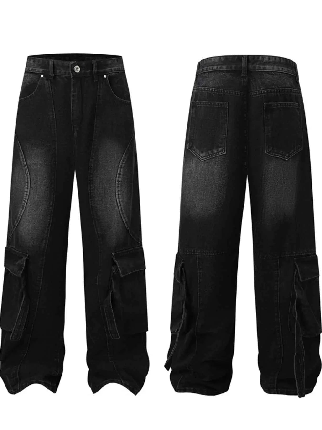 Men's Full Size Wide Leg Cargo Jeans Plus Size