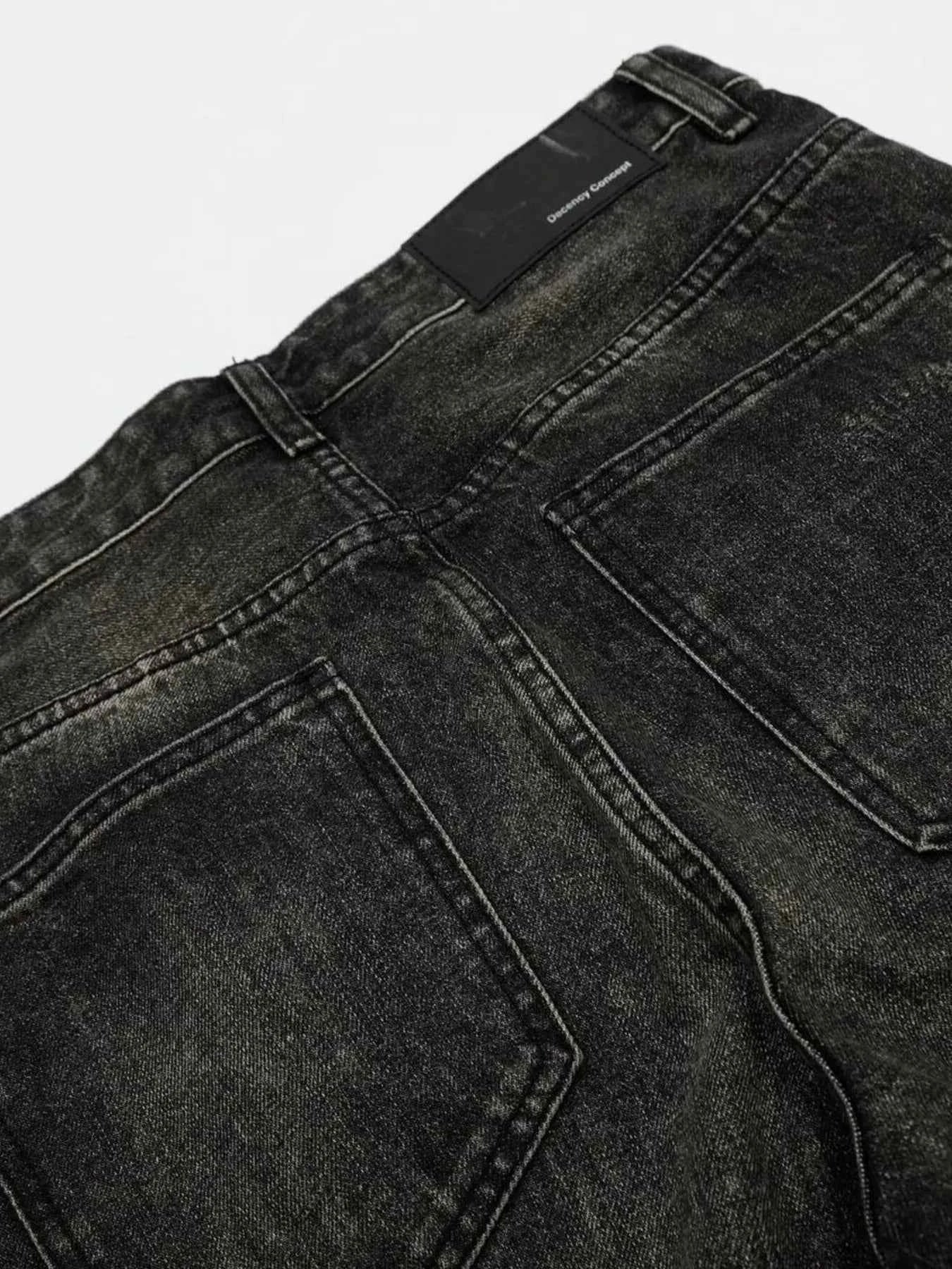 Men's Distressed Washed Straight Jeans