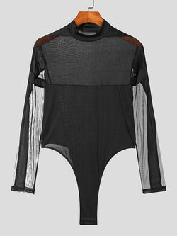 Men's Mesh Ribbon Long Sleeve Bodysuit - Damned Threads